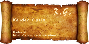 Kender Gyula névjegykártya